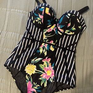 Floral Striped Swimsuit